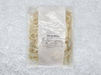 Front of Wild Calamari Rings package on ice