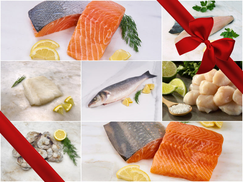 Feast of the Seven Fishes Starter Bundle Collage with Gift Bow Graphic on Top Right