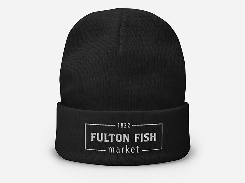 Black Beanie with Fulton Fish Market logo on front