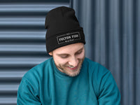 Black Beanie with Fulton Fish Market Logo on man