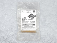 Atlantic Halibut Portion Front of Package on Ice