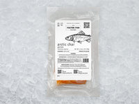 Arctic Char Portion Front of Package on Ice