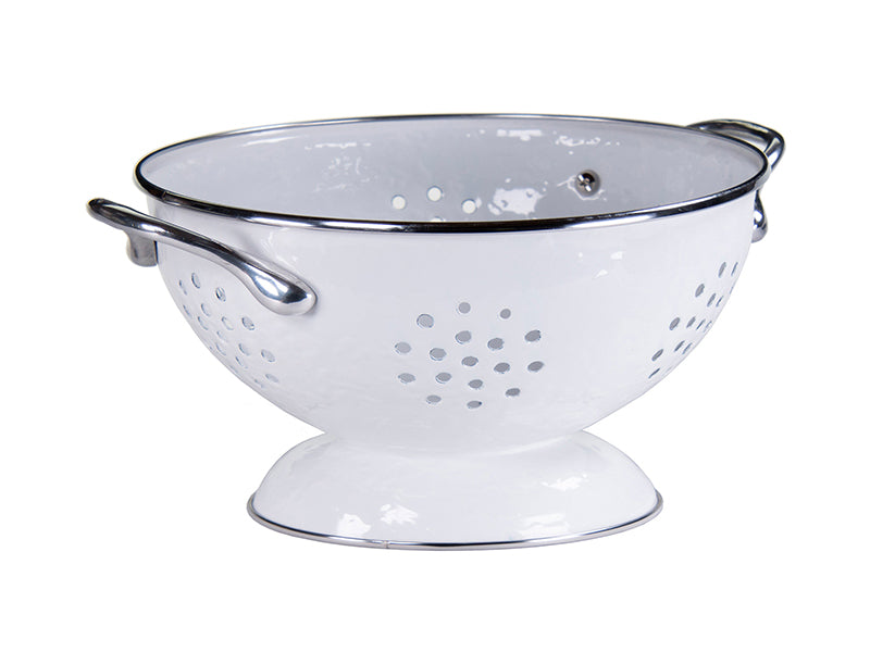 Golden Rabbit Enamelware White Solid Medium Colander