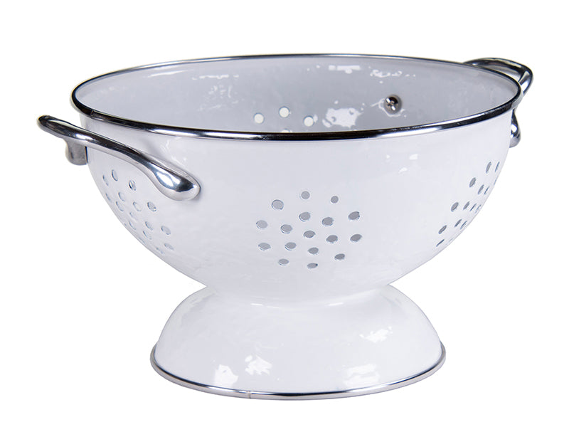 Golden Rabbit Enamelware White Solid Large Colander
