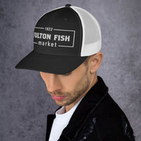Fulton Fish Market Black & White Trucker Hat Side View