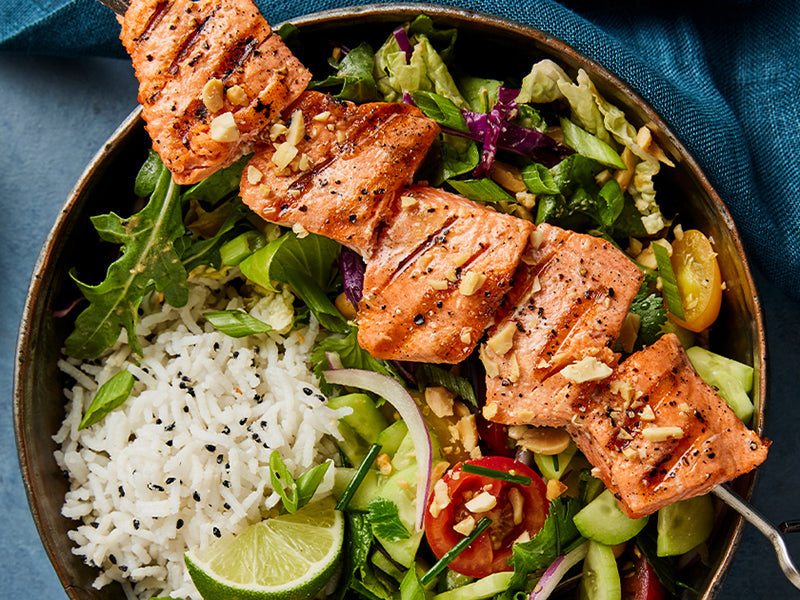 Char-Grilled Wild Alaska Salmon Skewers Recipe
