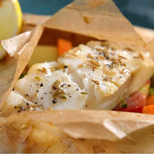 Cod en Papillote with Lemon and Asparagus Recipe