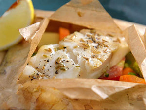 Cod en Papillote with Lemon and Asparagus Recipe