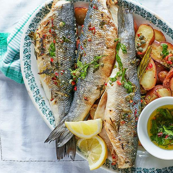 Grilled Branzino with New Potatoes Recipe