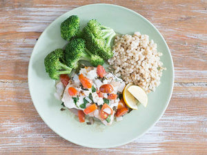 Grilled Cod with Tomatoes and Spinach Recipe