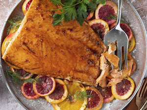 Pomegranate-Glazed Salmon with Oranges and Herbs Recipe