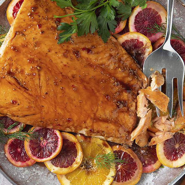 Pomegranate-Glazed Salmon with Oranges and Herbs Recipe