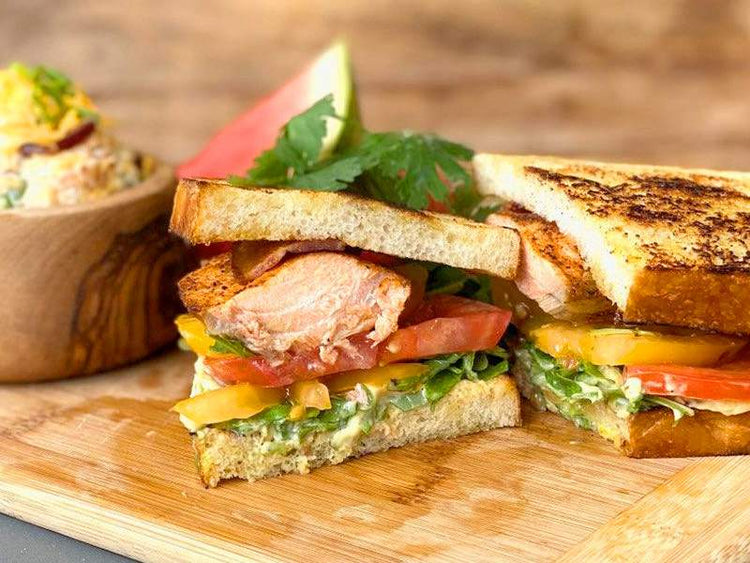 Seared Salmon BLT with Loaded Baked Potato Salad Recipe