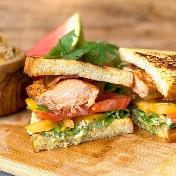 Seared Salmon BLT with Loaded Baked Potato Salad Recipe
