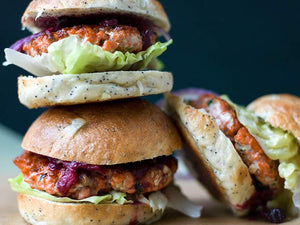 Alaska Salmon Burgers with Rhubarb Chutney Recipe