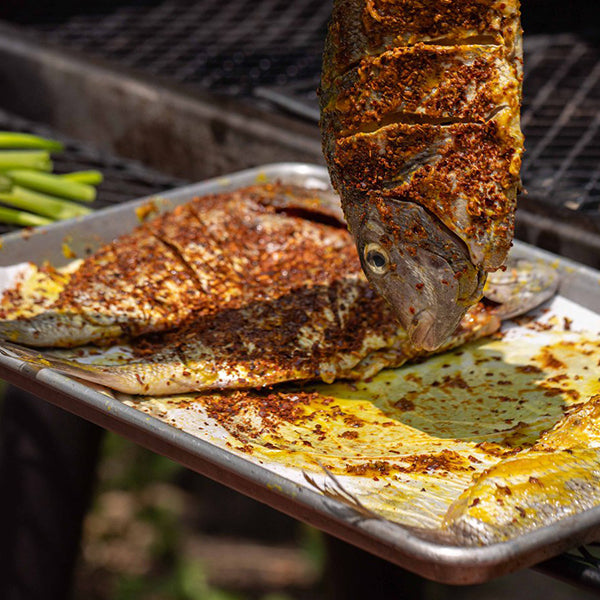 Grilled Fish with Preserved Lemon and Herby Harissa Recipe
