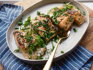 Pan-Seared Salmon with a Lemon Herb Marinade Recipe