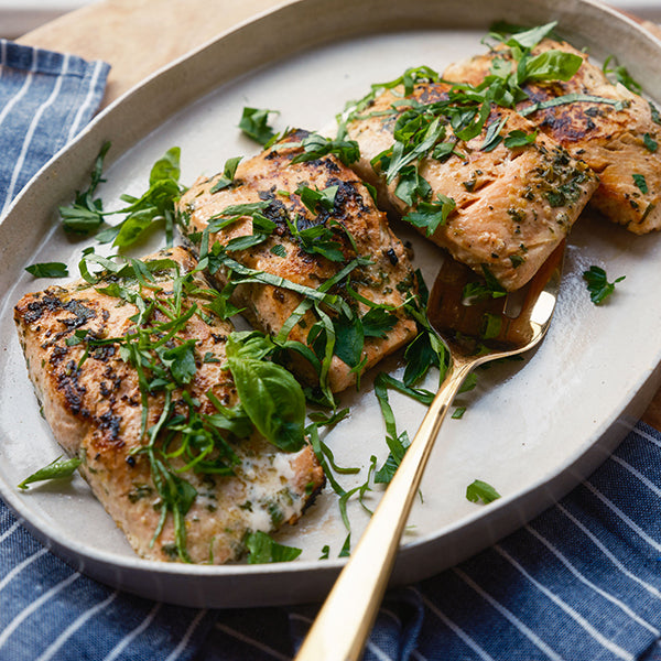 Pan-Seared Salmon with a Lemon Herb Marinade