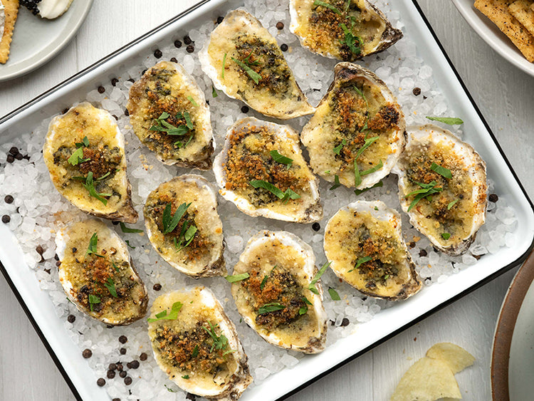 Caesar-Style Baked Oysters