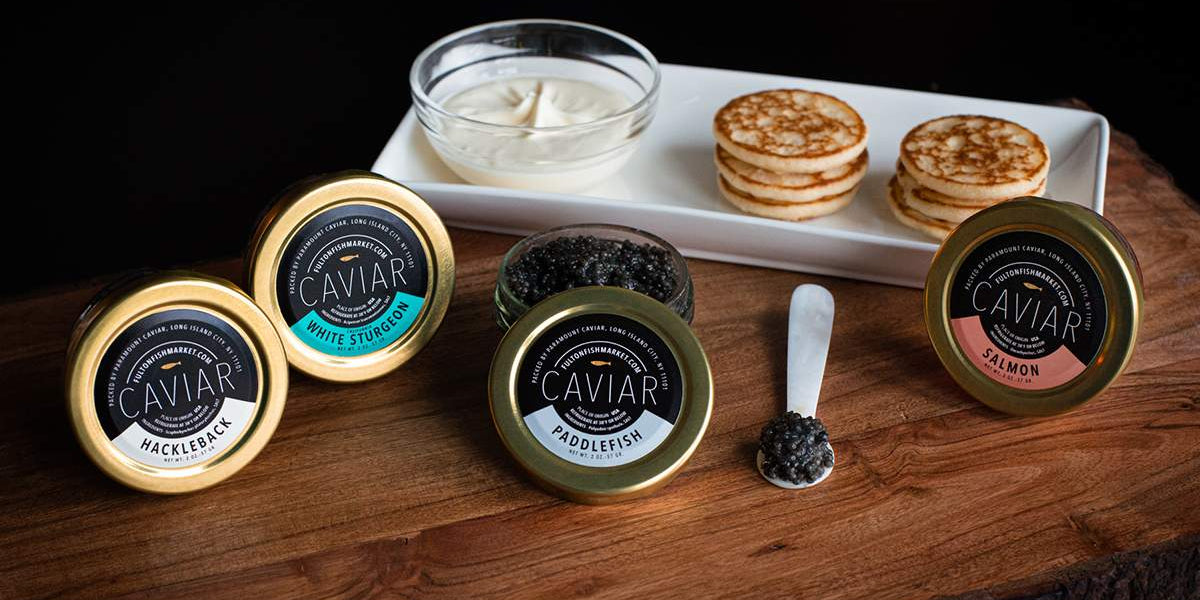 Blinis with Black Caviar Recipe  Caviar Recipes - Fulton Fish Market