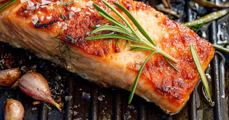 Close Up of Fish Portion on Grill Pan