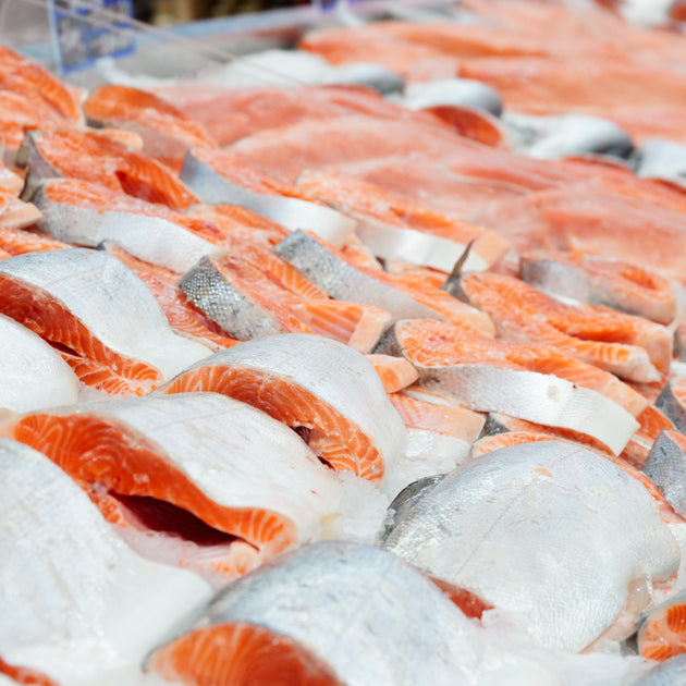 Salmon Portions on Display in Store 