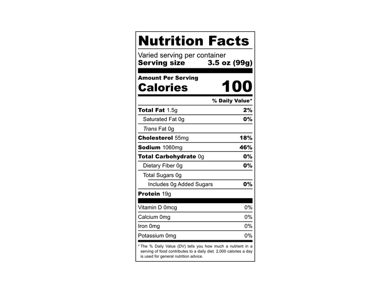 Golden King Crab Lower Legs Nutritional Information