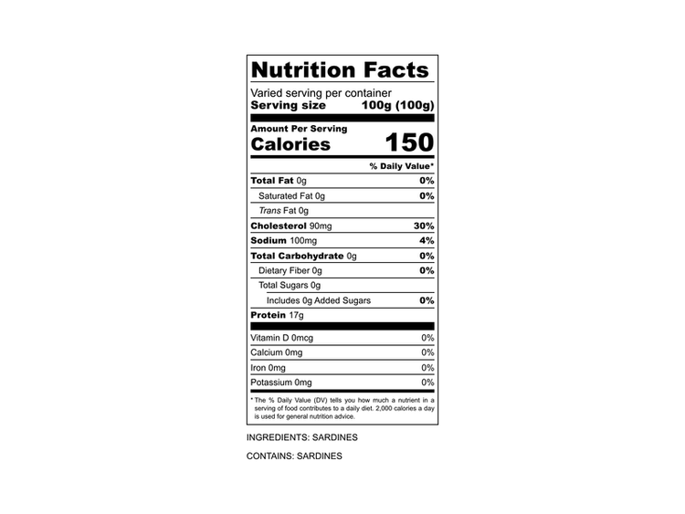 Wild Whole Sardines Nutritional Information