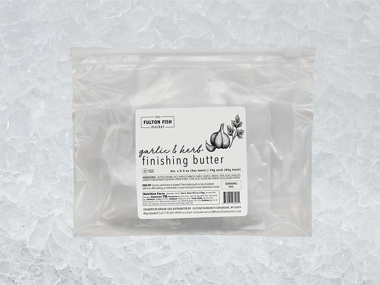 Fulton Fish Market Garlic & Herb Finishing Butter - 6ct front of package on ice