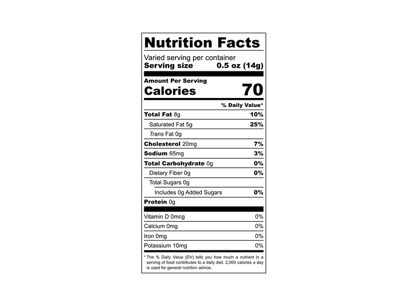 Fulton Fish Market Garlic & Herb Finishing Butter Nutritional Information