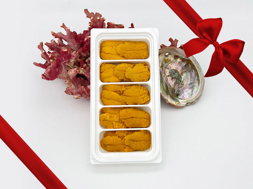 Fulton's Finest Wild West Coast Uni Roe in tray with Gift Bow Graphic on Top Right