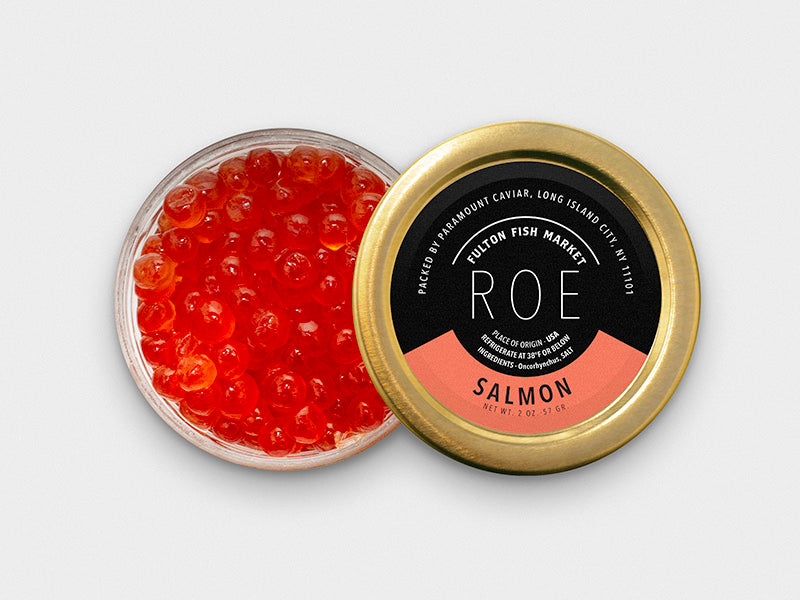 Salmon Roe in Jar Opened on White Background