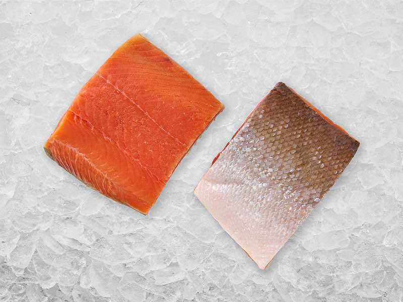 Wild Alaska Sockeye Salmon Portions on Ice