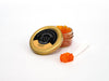 Trout Roe Jar Opened on Light Background with Mother of Pearl Spoon