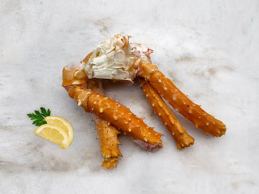 Wild Golden King Crab center cut legs with lemon and herbs