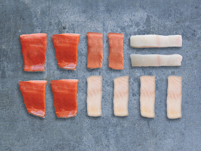 Wild Alaska Sockeye Salmon, Coho Salmon, Pacific Cod and Pacific Halibut Portions