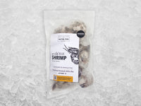 Wild Colossal Peeled & Deveined Blue Shrimp Front of Package on Ice