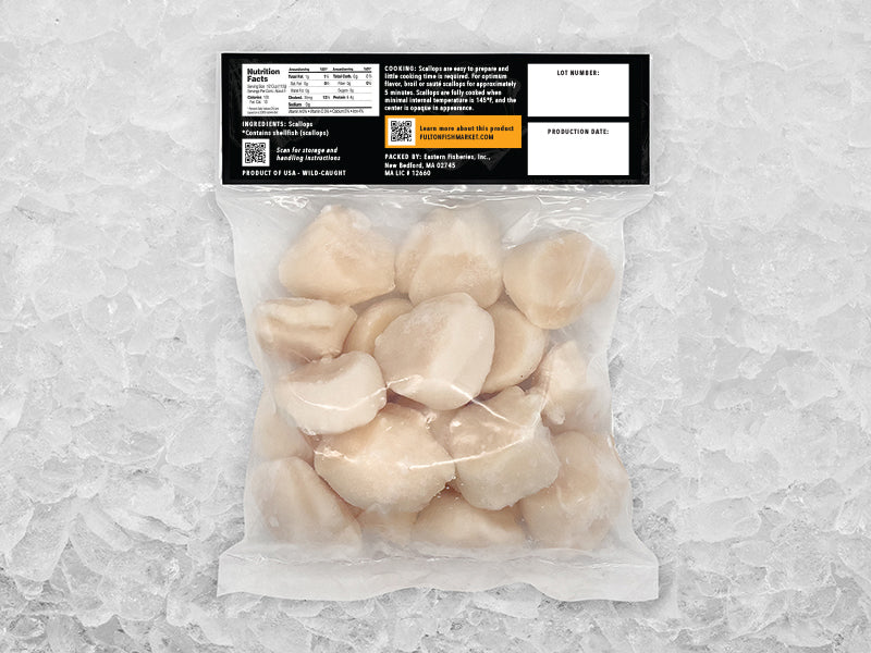 Frozen Scallops Package back on ice