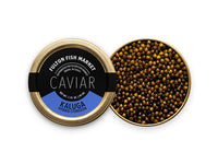 Kaluga Hybrid Sturgeon Caviar Tin Opened on White Background