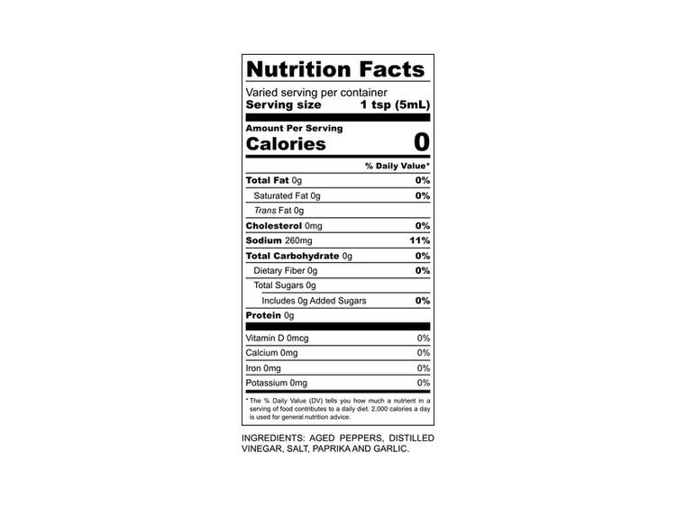 Fulton Fish Market Shellfish Hot Sauce Nutritional Information