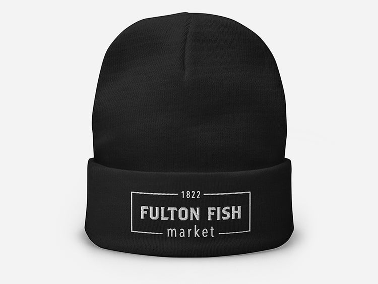 Black Beanie with Fulton Fish Market logo on front