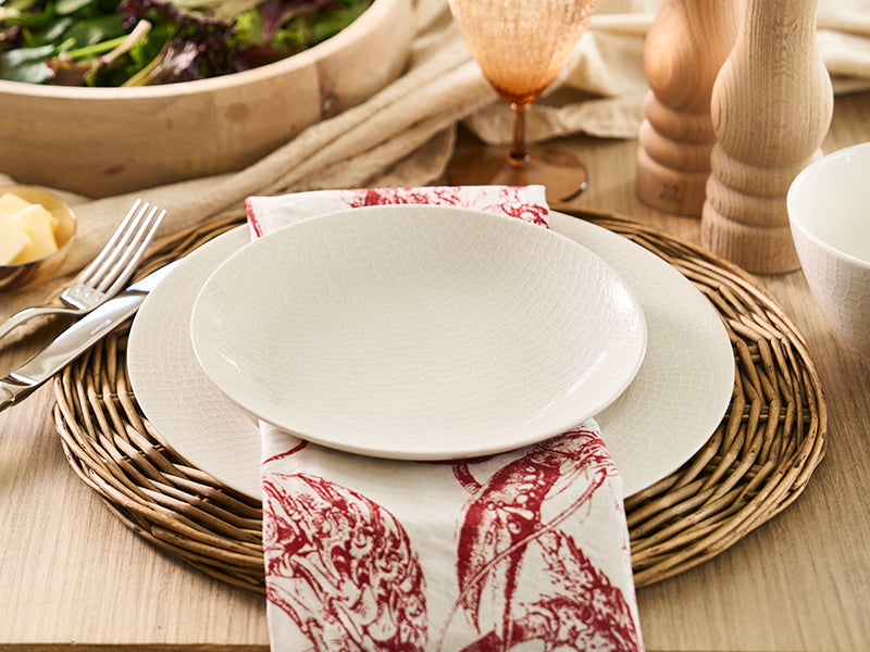 Red Lobster Dinner Napkin Under Appetizer Plate