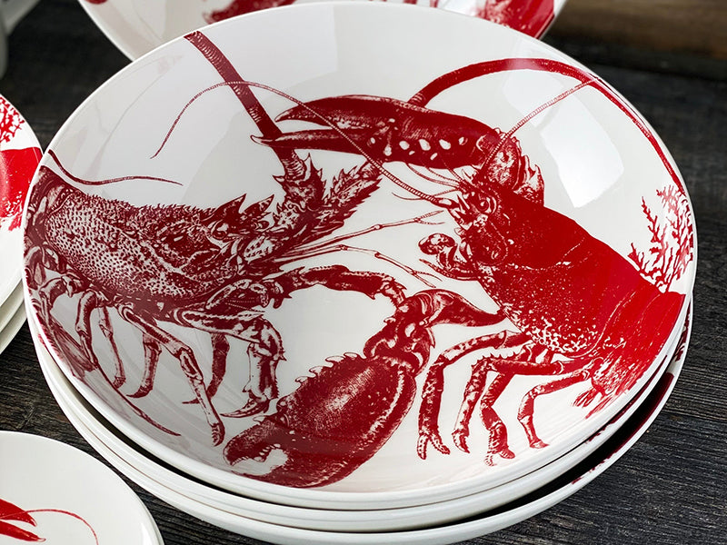 Stacked Lobster Wide Serving Bowls