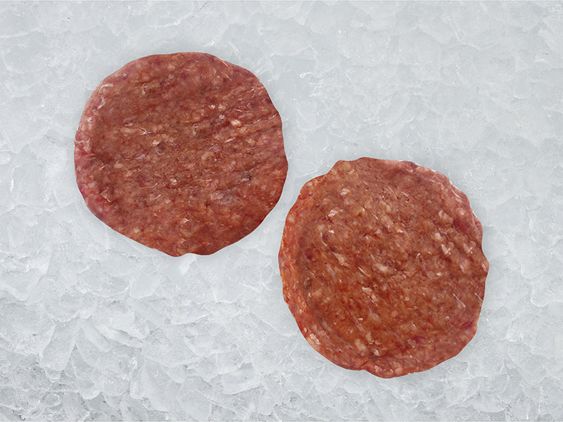Raw Pat LaFrieda Dry-Aged Burgers on Ice