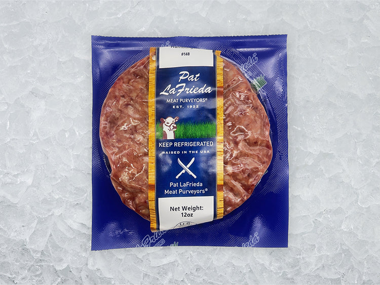 Pat LaFrieda Dry-Aged Burgers Front of Package on Ice