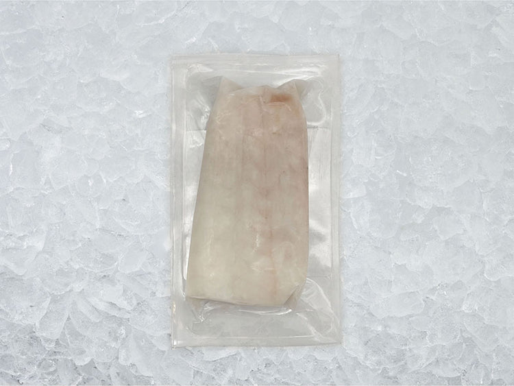 Atlantic cod back of package on ice
