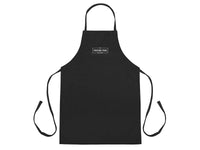 Black apron with a white embroidered Fulton Fish Market Logo