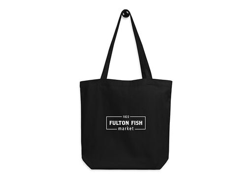 Black Canvas Tote Bag with White Fulton Fish Market Logo