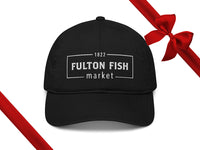 Fulton Fish Market Baseball Cap with Gift Bow Graphic on Top Right
