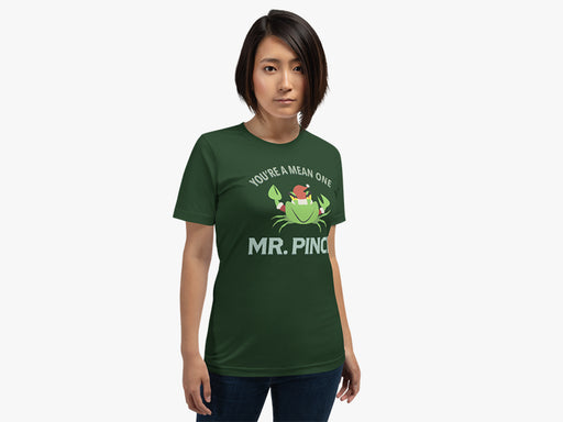 Woman Wearing Mr. Pinch T-Shirt in Forest